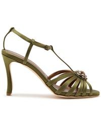 Manolo Blahnik - Fulcon 90 Crystal-Embellished Satin Sandals - Lyst