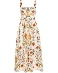 Borgo De Nor - Petra Floral-Print Linen And Cotton-Blend Midi Dress - Lyst