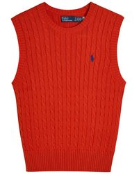 Polo Ralph Lauren - Logo-Embroidered Cable-Knit Cotton Vest - Lyst