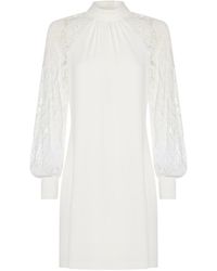 Adrianna Papell Crepe And Lace Shift Dress - White