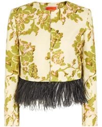 La DoubleJ - Bijoux Feather-Trim Woven Jacket - Lyst