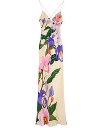 Borgo De Nor - Floral-Print Satin Maxi Dress - Lyst