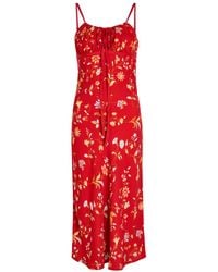Reformation - Camira Floral-Print Crepe Midi Dress - Lyst