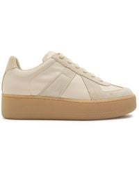 Maison Margiela - Replica Wedge Panelled Leather Sneakers - Lyst