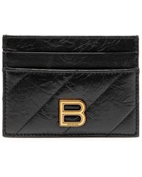 Balenciaga - Crush Crinkled Leather Card Holder - Lyst
