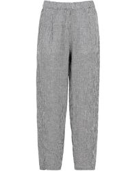 Eileen Fisher - Checked Tapered Linen Trousers - Lyst