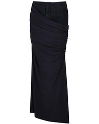 Christopher Esber - Ruched Jersey And Denim Maxi Skirt - Lyst
