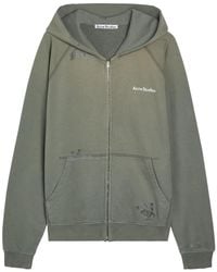 Acne Studios - Logo Hooded Zip-Through Cotton Sweatshirt - Lyst