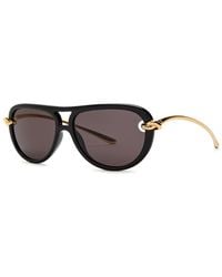 Bottega Veneta - Knotted Aviator-Style Sunglasses - Lyst