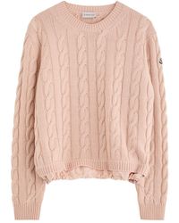 Moncler - Logo Cable-Knit Wool-Blend Jumper - Lyst