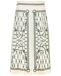 Tory Burch - Printed Silk-Satin Midi Skirt - Lyst