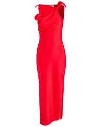 Coperni - Floral-Appliqued Satin-Jersey Maxi Dress - Lyst