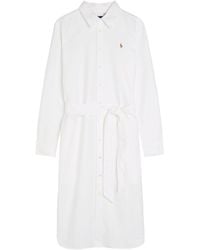 Polo Ralph Lauren - Belted Cotton Midi Shirt Dress - Lyst