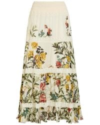 Alice + Olivia - Stevie Floral-Print Lace-Trim Cotton Maxi Skirt - Lyst