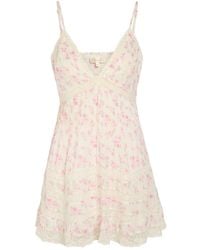 LoveShackFancy - Alonna Floral-Print Cotton Mini Dress - Lyst
