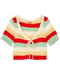 Kitri - Ally Striped Crochet-knit Top - Lyst