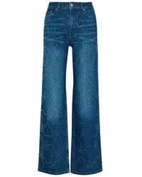 LoveShackFancy - Dessa Embellished Bow Wide-Leg Jeans - Lyst