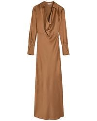Jonathan Simkhai - Adelle Draped Satin Maxi Shirt Dress - Lyst