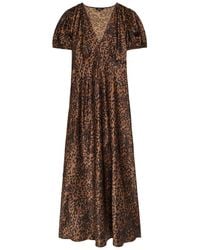 Rails - Junia Leopard-Print Satin Midi Dress - Lyst