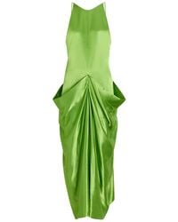 KHAITE - Kent Draped Satin Midi Dress - Lyst