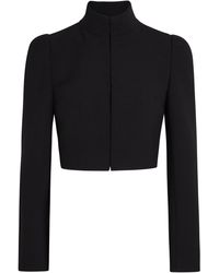 Alaïa - Funnel-Neck Cavalry Twill Cropped Jacket - Lyst
