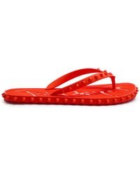 Christian Louboutin - Super Loubi Stud-Embellished Rubber Flip Flops - Lyst