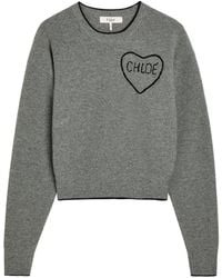 Chloé - Logo Embroidered Wool And Cashmere-Blend Jumper - Lyst