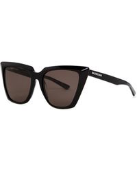 Balenciaga - Oversized Cat-Eye Sunglasses, Designer-Stamped Dark Lenses, Designer-Stamped Arms, 100% Uv Protection - Lyst