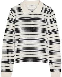 FRAME - Striped Linen-Blend Polo Top - Lyst