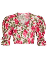 Chloé - Floral-Print Cotton-Poplin Cropped Blouse - Lyst