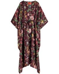 La DoubleJ - Square Belted Printed Silk Kaftan Dress - Lyst
