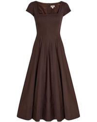STAUD - Wells Stretch-Cotton Poplin Midi Dress - Lyst
