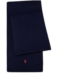 Polo Ralph Lauren - Logo-embroidered Ribbed Wool Scarf - Lyst