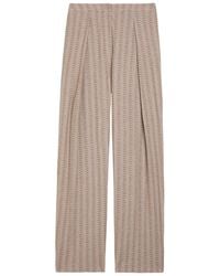 Emporio Armani - Chevron-Knit Straight-Leg Cotton-Blend Trousers - Lyst
