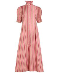 Thierry Colson - Venetia Striped Cotton Midi Shirt Dress - Lyst