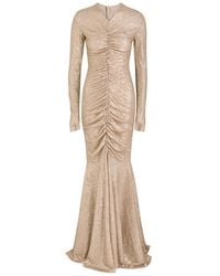 Norma Kamali - Sequined Ruched Gown - Lyst
