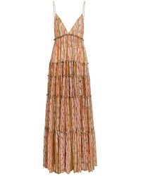 La DoubleJ - Nymph Printed Tiered Stretch-Tulle Maxi Dress - Lyst