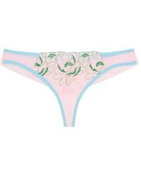 Dora Larsen - Rue Floral-embroidered Tulle Thong - Lyst