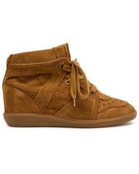 Isabel Marant - Bobby 50 Perforated Suede Wedge Sneakers - Lyst