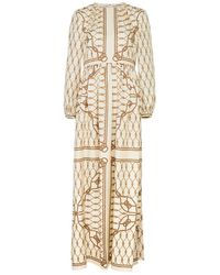 Tory Burch - Printed Silk-Satin Maxi Dress - Lyst
