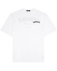 Versace - Milano Logo-embroidered Cotton T-shirt - Lyst
