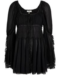 Chloé - Lace-Embellished Silk-Chiffon Blouse - Lyst