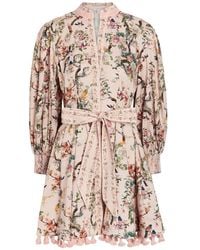 Alice + Olivia - Lucy Floral-Print Stretch-Cotton Mini Shirt Dress - Lyst