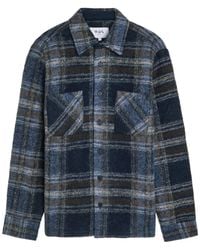 Wax London - Whiting Checked Wool-Blend Overshirt - Lyst