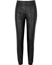 Spanx Black Faux Stretch-leather Joggers