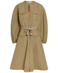 Moncler - Logo-Appliquéd Belted Cotton-Blend Midi Dress - Lyst