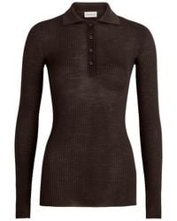Moncler - Ribbed Wool Polo Top - Lyst