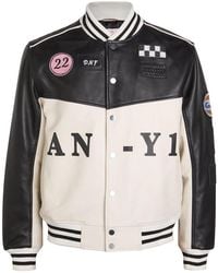 AN-Y1 - Appliquéd Padded Leather Bomber Jacket - Lyst