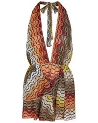 Missoni - Zigzag Halterneck Metallic-Knit Cover-Up Top - Lyst