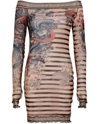 Jean Paul Gaultier - Sailor Tattoo Printed Tulle Mini Dress - Lyst